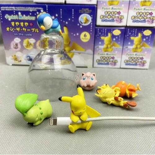 New 6Pcs Pik Pip Tor Meo Chi Cle 5CM Cable Clip Protector PVC Action Figure Toy