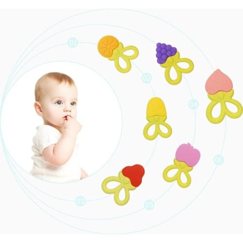 Toddler Baby Girls Silicone Teether with Fruit Shape Molar Teether Pain Relief Soother High Quality Chew Sucking Thumb Toy