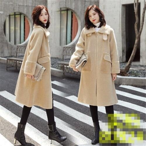 Winter Women High Quality Faux lambswool Fur OverCoats Luxury Long Loose Thick Warm Plus Size Female 2019 khaki