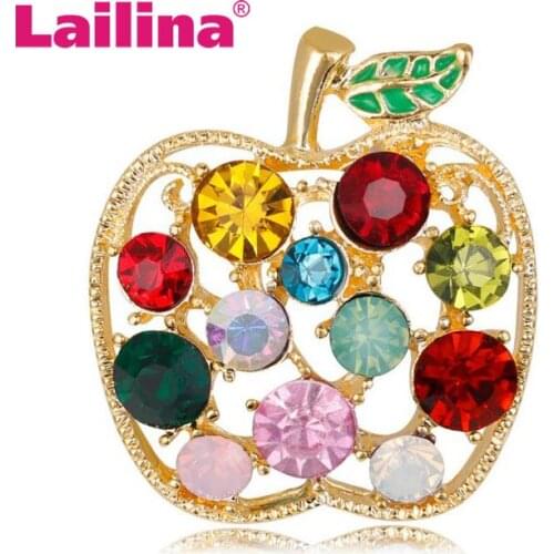 Full Rhinestone Fruit Brooches For Women Shinning Summer Brooch Pin Dress Coat Hat Broches Luxury Jewelry
