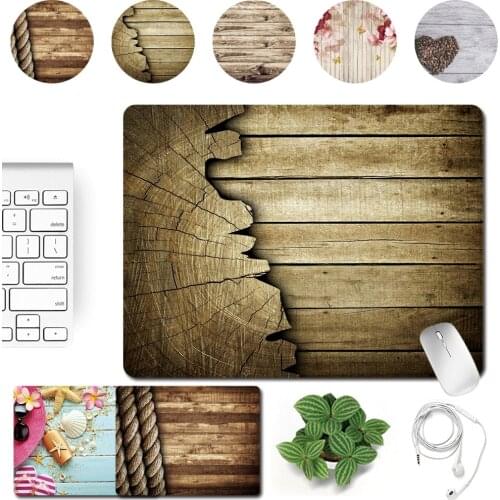 Portable Durable Mousepad Waterproof Smooth Gaming Mouse Mat PU Leather wood Pattern Print Series Computer Mouse Pad