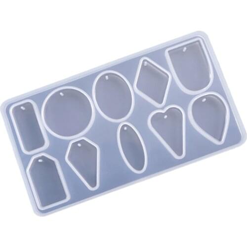 1pcs Transparent Round Love Heart Rectangle Oval Pendant With Hole Triangle Silicone Resin Mold For DIY Handmade Jewelry Making