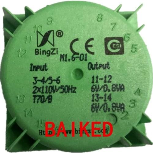 BingZi M1.6-01 2 Input Output 110 v, 50 Hz Two Road 6 v 0.8 VA 1.6VA Power Transformer