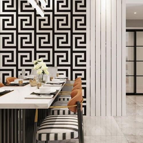 Modern Chinese Style Grid Wallpaper Roll Waterproof Geometric Contact Paper for Restaurant Tea House Room Background Walls