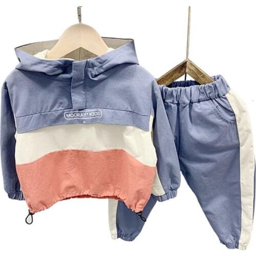 2019 Toddler Boys Clothing Set Fashion Hooded Color Stitching Sweatshirt Sweatpants Kids Tracksuit 2 3 4 5 6 Y Children Cloths