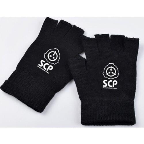 SCP foundation knitted wool Half Finger Gloves Adult children students autumn and winter riding warm gloves Cosplay props
