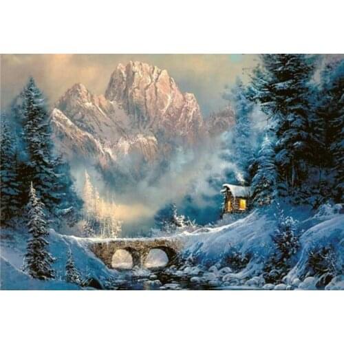 Evening big mountain tree view diy diamond painting kit full square round home decoration 3D diamond mosaic gift