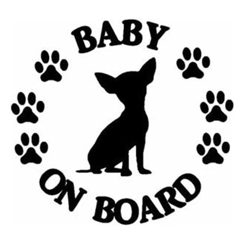 Black/Sliver BABY ON BOARD Chihuahua Dog Vinyl Motorcycle Car Sticker Decal C010