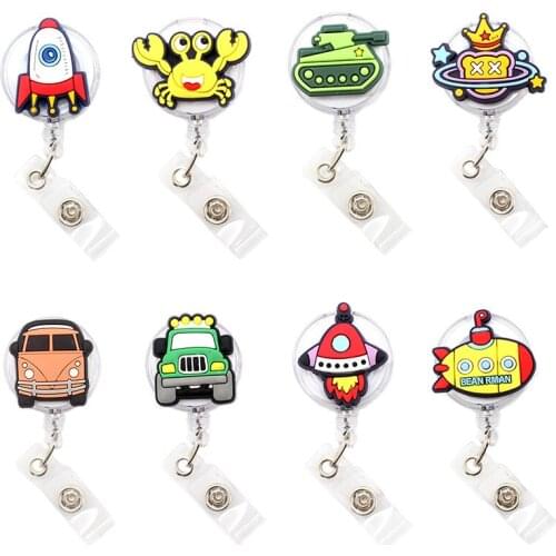 SUVs And Rockets Style Retractable Badge Reel For Nurse&Doctor Card Holder Office&Hospital Supplies Boy&Girl Name Card