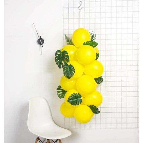 10PCS Party Balloon Creative Latex Balloon With 12 Fake Leaves For Birthday Luau Tropical Leaves Palm