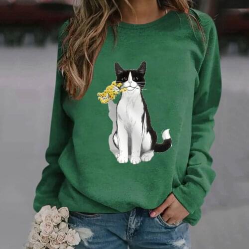 Autumn Cartoon Printing Womens Sweatshirts Plus Size O-neck Long Sleeve Womens Hoodies Sudaderas Con Capucha Kawaii Clothes