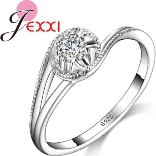 Simple Anniversary Rings Fashion Bands Jewelry 925 Sterling Silver Cubic Zircon Women Wedding Engagement Rings Party Jewelry