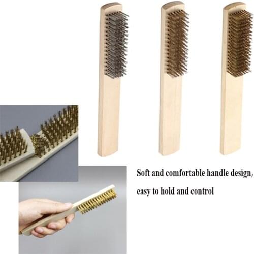 1pc Copper Wire Brass Brush Wood Handle Cleaning Files Jewelry Woodworking Metal Multi-function Hand Tools