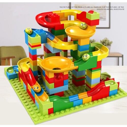 165-330PCS Building Blocks Marble Racing Run Block Ball Plastic Funnel Slide DIY Assembly Bulid Bricks Toys For Children