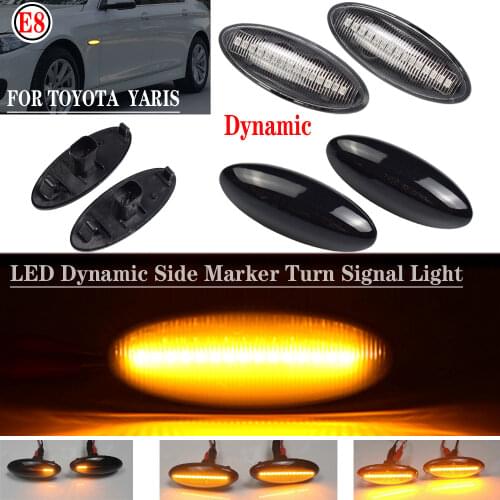 2pcs Dynamic LED Side Marker Lights Flowing Turn Signal Light Blinker For Toyota Yaris COROLLA Auris Mk1 E15 RAV4 Mk3