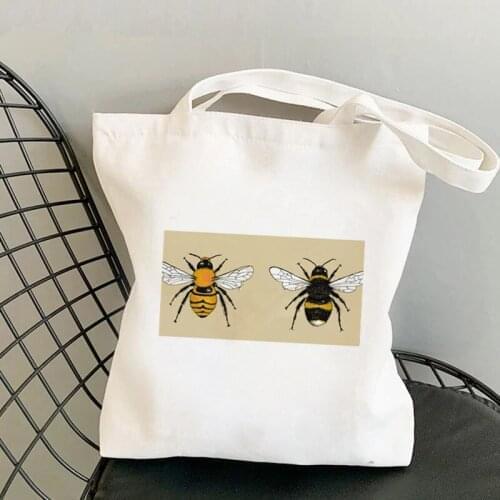 2021 Shopper Bumblebee Illustrations Printed Tote Bag women Harajuku shopper handbag girl Shoulder shopping bag Lady Canvas Bag