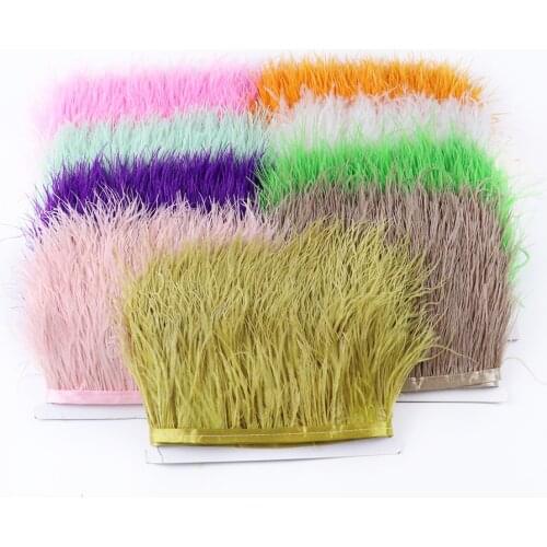 31 Color 1 Meter Real Ostrich Feather Trim Ribbon 6-8CM Decoration Feathers for crafts Dresses Clothing Sewing Accessory