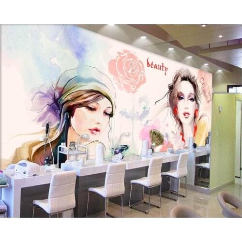 Beibehang Custom wallpaper watercolor beauty beauty shop nail shop background wall clothing store home decoration 3d wallpaper
