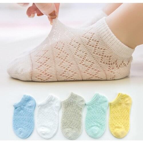 5 Pairs/lot Kids Girls Socks Children Baby Boys Cotton Socks Summer Boat Socks Infant Breathable Mesh Socks