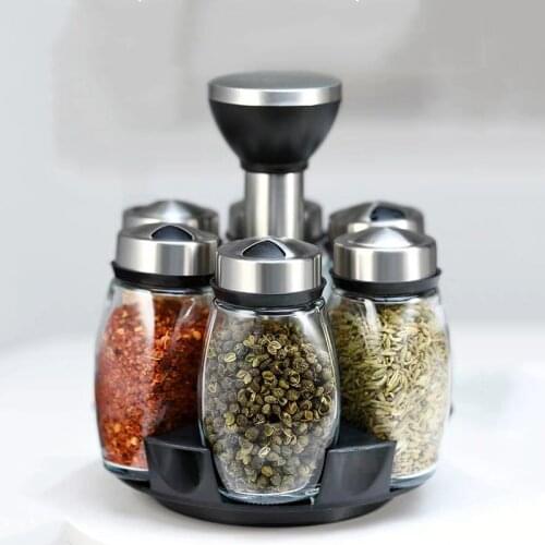 Spice Jar Glass Bottle Pepper Spice Container Seasoning Box Kitchen Rack Organizer Bottle Holder Seasoning Jars Rack Set