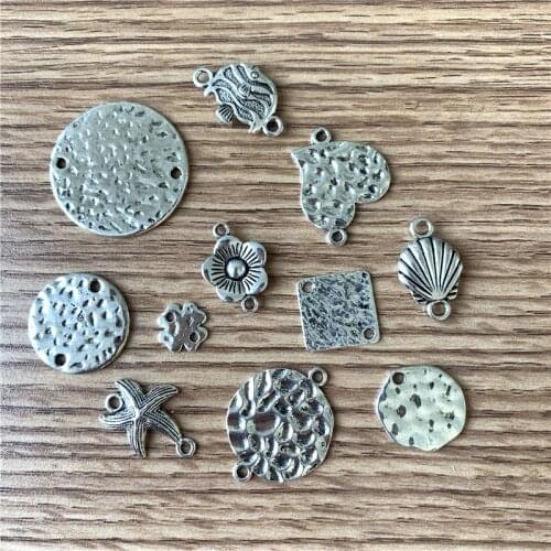 Bohemian Antique Silver Heart Metal Charms for Making Jewelry Earrings Findings Connectors for Jewelry Diy Earring Settings