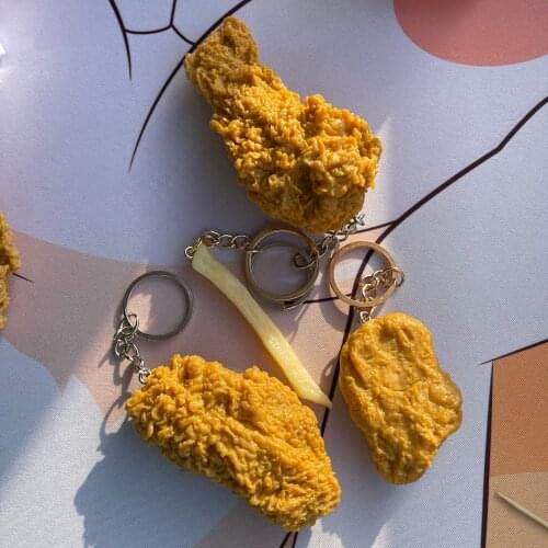 Imitation Food Keychains French Fries Chicken Keyring Nuggets Fried Leg Wing Pendant Childrens Toy Promotional Keychain Gift