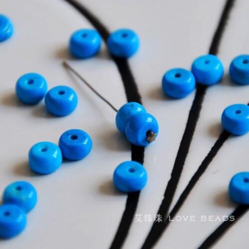 10 pcs/lot American turquoise blue howlite disc rondelle loose beads jewelry making DIY for women
