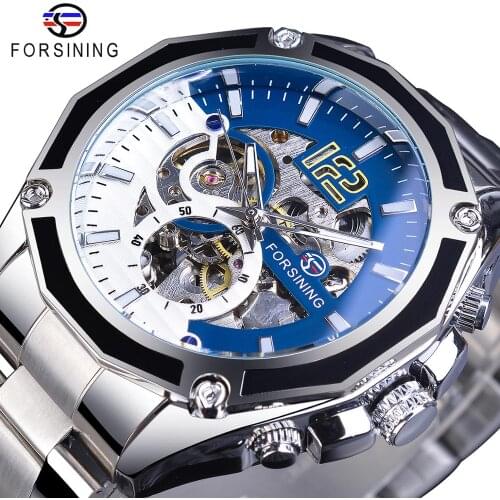 Forsining Mechanical Steampunk Sport Automatic Men Watch Top Brand Luxury Hour Timepieces Transparent Luminours Hand Male Clock