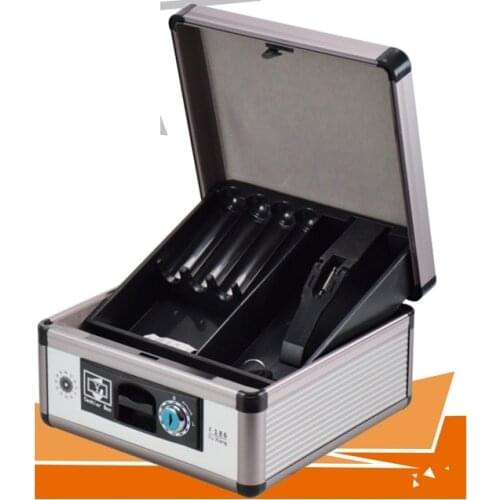 Cash Box with Money Tray Safe Metal Lock Box Locking Boxes with Key Money Saving Organizer- Security Box with Coin Tray F186