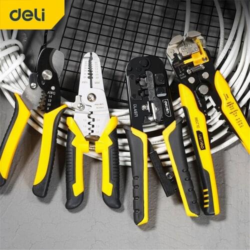 Deli Multitool Pliers Automatic Wire Stripper High Precision Fiber Optic Cutter Cable Scissors Crimping Peeling Tools alicates