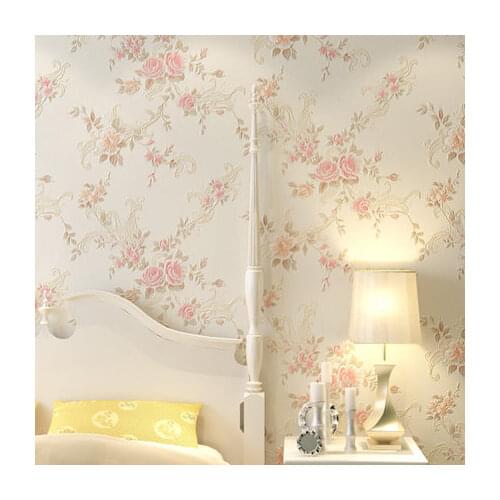 European Pastoral 3D Stereo Non-woven Wallpaper Big Flower Style Green Living Room Bedroom Wall Paper Roll