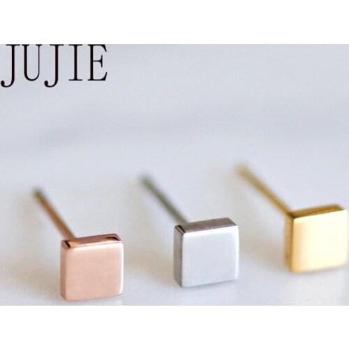 JUJIE Korean Stainless Steel Stud Earrings For Women 2020 Trend Simple Small Geometric Earring Set Fashion Jewelry Dropshipping