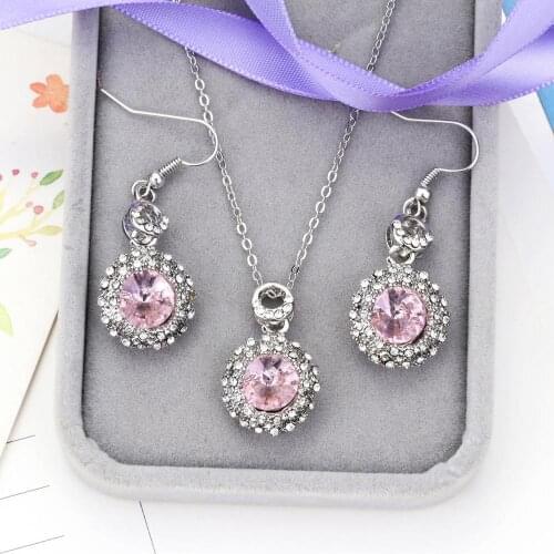 Exquisite Silver Color Bridal Jewelry Sets Long Style Austrian Crystal Necklaces Earrings Wedding Accessory