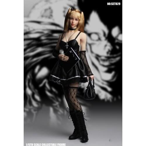 SET029 1/ 6 Scale Feamle Cosplay Cothing Set Death’s Model Sling Black Short Skirt For 12" TBLeague Seamless Large Breast Body