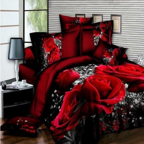Red Rose Flower Bedding Sets Duvet Cover Set 3D Printed Bed Linen Quilt Covers With Pillowcases Queen King Size Home Bedclothes