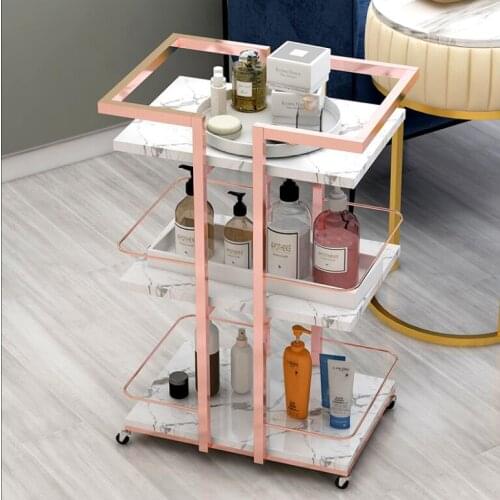 Beauty salon cosmetic trolley manicure Tool Cart Trolley trolley marble multi-functional sliding mobile shelf