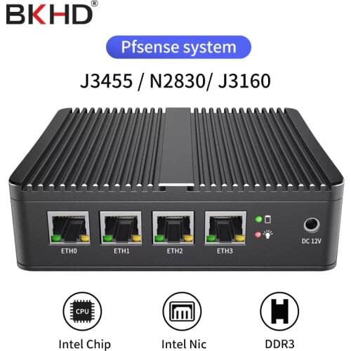 J3455 Fanless Mini PC OPENsense Router Intel Celeron J1900 Quad Cores 4 LAN Ports Gigabit Ethernet Firewall Appliance Pfsense