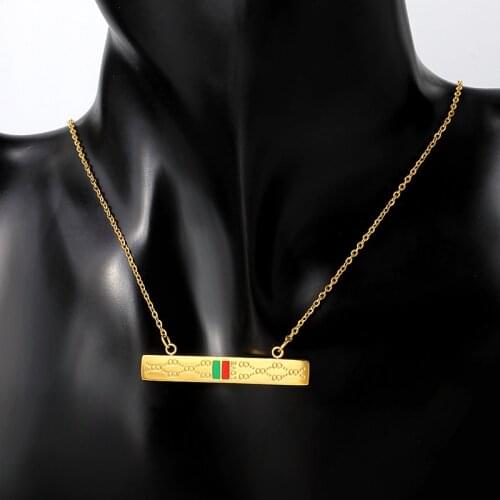 Trendy Stainless Steel Pendant Necklace Rose Gold Silver Color Rectangle Choker Chain Necklaces for Women Brand Jewelry Collier