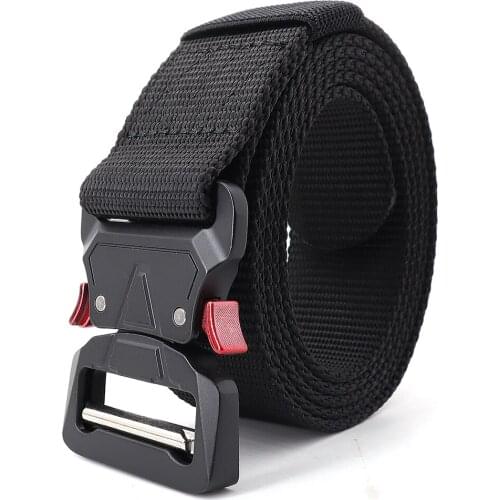 Mens Belt Nylon Training Metal Buckle Outdoor Sports Adjustable Belt Waist Unisex Automatic buckle Military Tactical