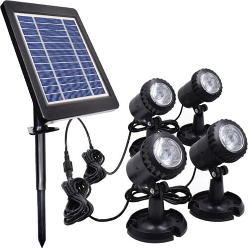 Solar Powered Underwater Night Light 4 Submersible Warm White Lamps Landscape Spotlight for Garden Pool Pond Outdoor Decoration