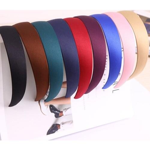 Retro contracted wide-brimmed hair hoop pure color cloth art card face skin head hoop hair headwear accessories
