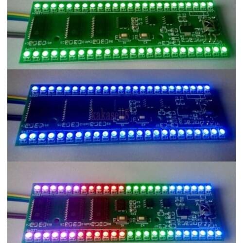 RGB MCU Adjustable Display Pattern 24 LED VU Level Indicator Meter Dual Channel