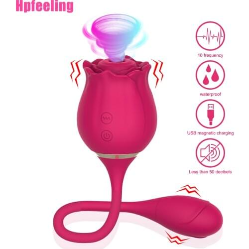 Rose Vagina Sucking Vibrator 10 Speeds Dildo G Spot Vibrator Oral Clitoris Sucker Stimulation Sex Toy for Women Sex Sucking Toys