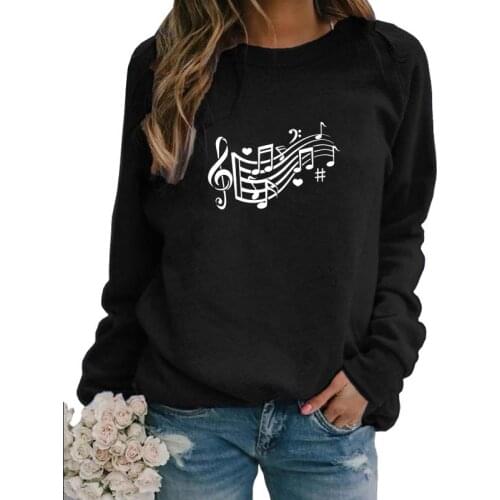 Music Note Hearts Letter Print Hoodies Women Spring Winter Sweatshirts For Female Femmes Autumn Artist Sweet Lover Gift