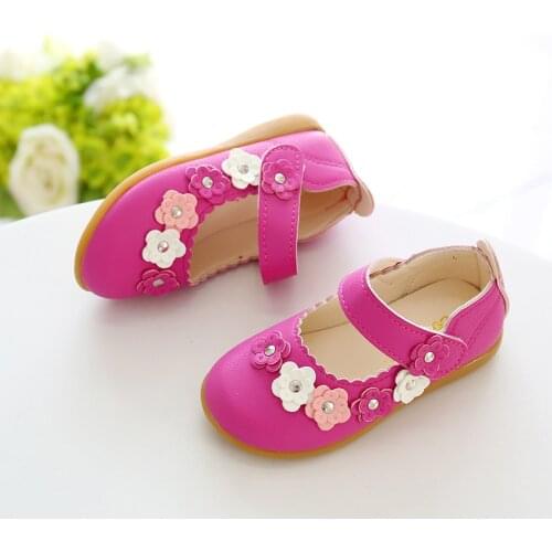 Baby Shoes Sweet Girls Leather Casual Shoes with Flower Soft Bottom Children Autumn Princess Leisure Shoe SML002