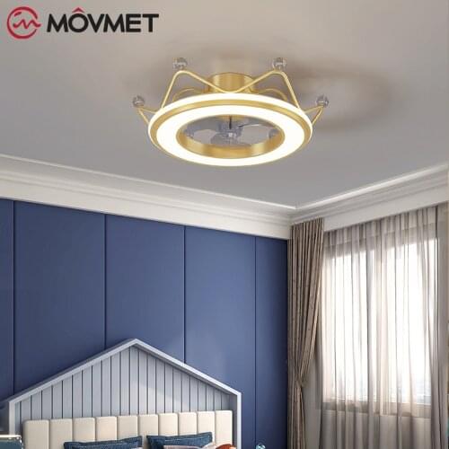 Smart Ceiling Fan with Lamp With Remote Control LED Dimmable Iron Arcylic Kidsroom Livingroom Bedroom Home Lighting Indoor Fans