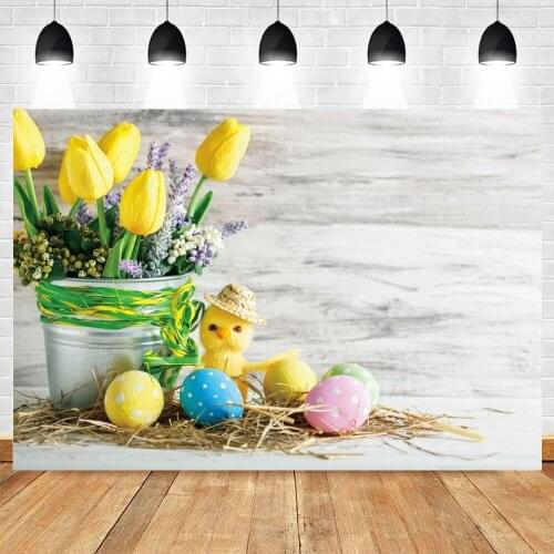 Happy Easter Spring Eggs Flower Chick Newborn Baby Portrait Photography Backdrop Vinyl Background For Photo Studio Photophone
