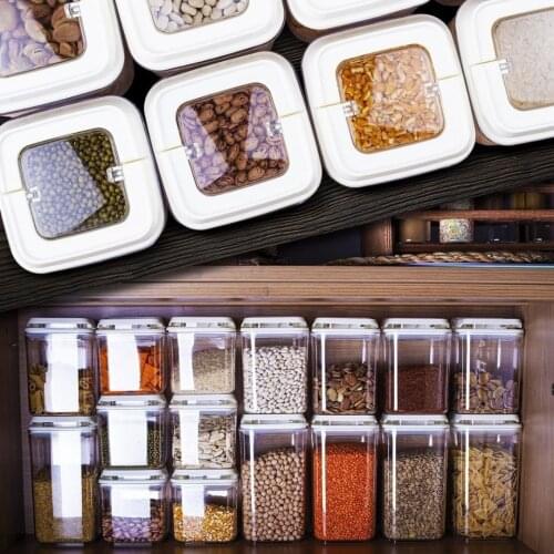 High Quality Lockable Lid Food Storage Box Container Set Organizer Kitchen Pantry Bottle Spice Legume Spaghetti Rice Cereal Tank
