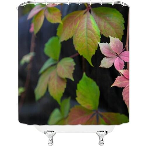 Landscape Flower Printed Shower Curtain Simple Leaves Bath Curtains Bathroom Bathtub Shower Curtains waterproof12 pcs Hooks
