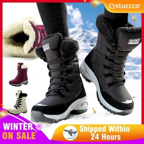 Women Boots Non-slip Waterproof Winter Ankle Snow Boots Women Platform Winter Boots With Thick Fur Botas High Chunky Heel Boots